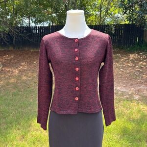 90s vintage RP Tamar red & black knit cropped cardigan top 🕷️
